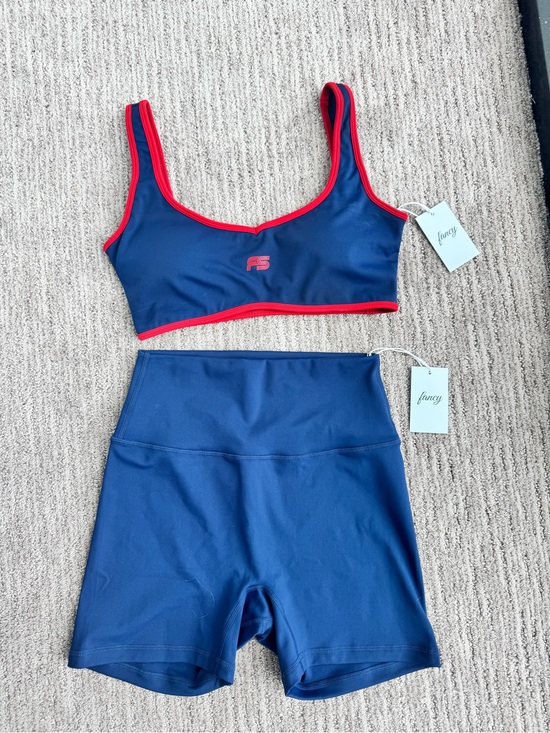 Fancy Other - Fancy the Brand Blue & Red Active Sports Bra and High-Waist Shorts Set